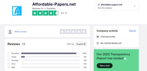 Affordable Papers trustpilot