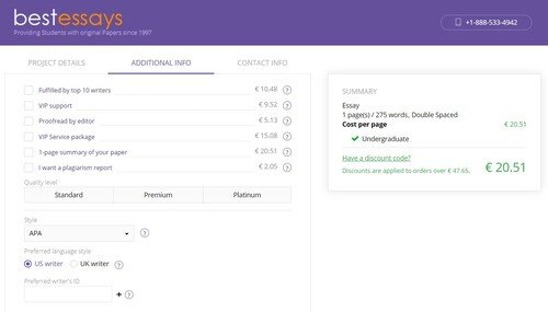 BestEssays ordering process