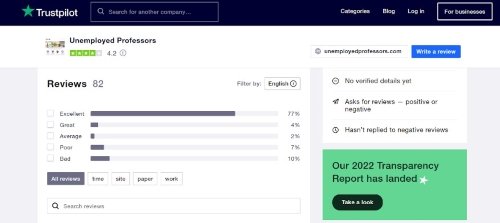 unemployedprofessors trustpilot