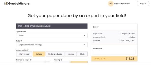 grademiners ordering process