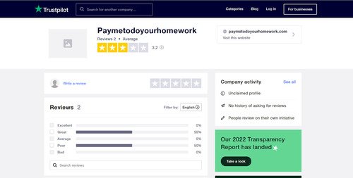 PayMeToDoYourHomework trustpilot