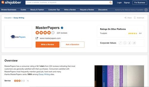 MasterPapers sitejabber