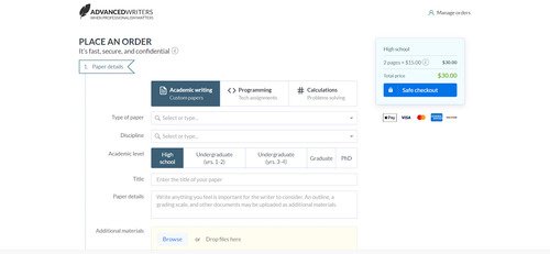 AdvancedWriters ordering process