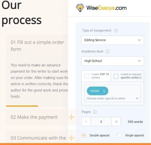 WiseEssays ordering process