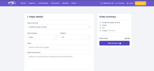 BoomEssays ordering process