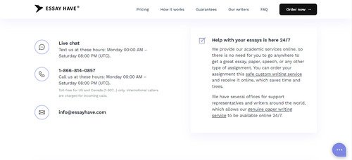 EssayHave customer support