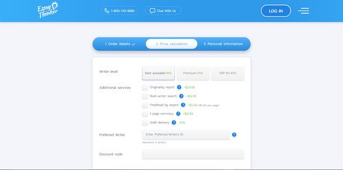 EssayThinker ordering process