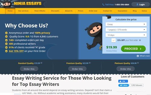 NinjaEssays website