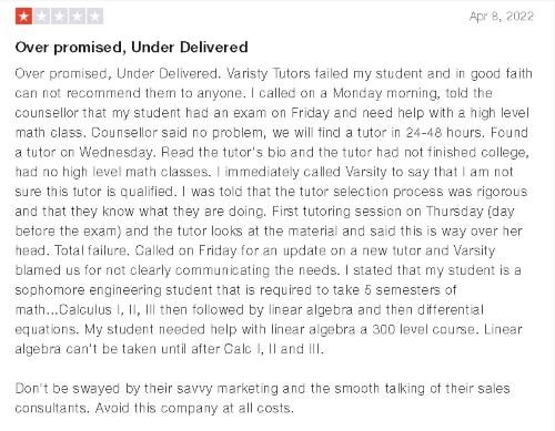 VarsityTutors TrustPilot