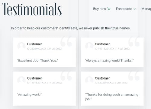 EssayLib client testimonials